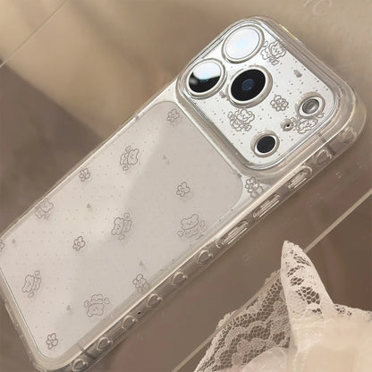 Korean Polka Dots Cartoon Bear Graffiti Soft Phone Case For iPhone