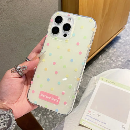 Fashion Colorful Polka Dot Phone Case With Wrist Strap For iPhone