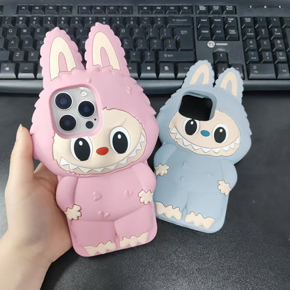 Cartoon Cute Monsters Soft Silicone Cover With Holder Phone Case