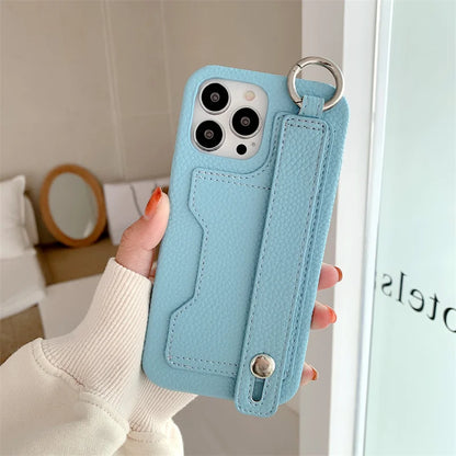 Cute Card Slot Bag Wristband Phone Holder Case For iPhone