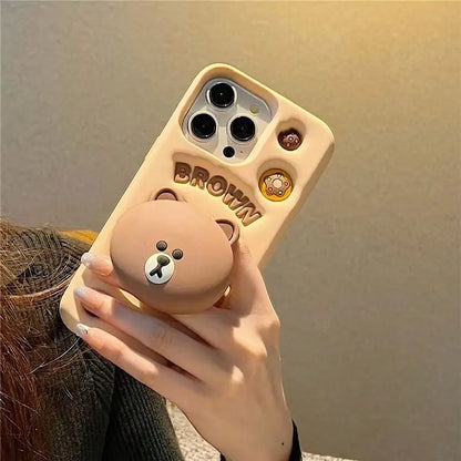 Cute 3D Cartoon Brown Bear Phone Case