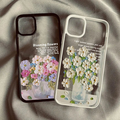 Art Oil Painted Flowers Clear Phone Case