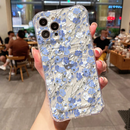 Cute Flower Wallet Card Bag Phone Case