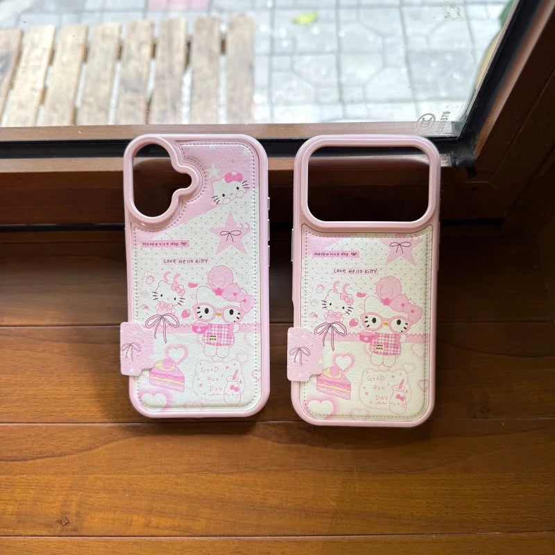 Kawaii Cute Chef Hello Kitty Cat Polka Dots Phone Case For iPhone