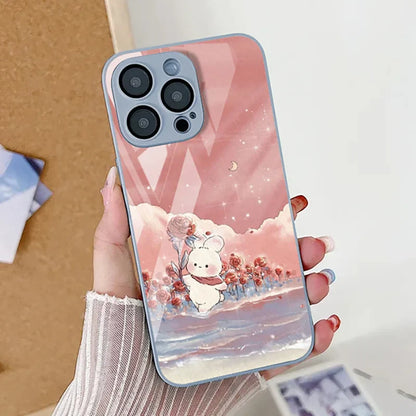 Cute Rabbit Tempered Glass Phone Case
