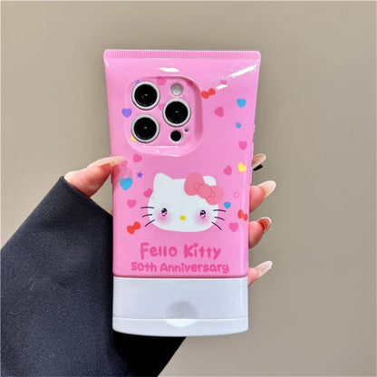 Fashion 3D Cute Hello Kitty Pattern Silicone Candy Solid Color Phone Case
