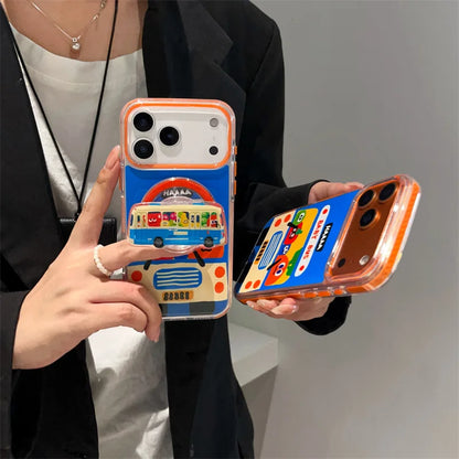Kawaii Cartoon Carrot Bus Magnetic Phone Case For iPhone