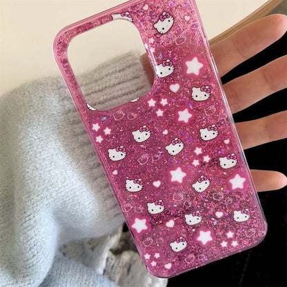 Bling Glitter Stars Hello Kitty Phone Case