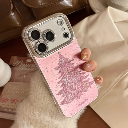 Pink Christmas Tree Glitter With Chain Phone Case For iPhone