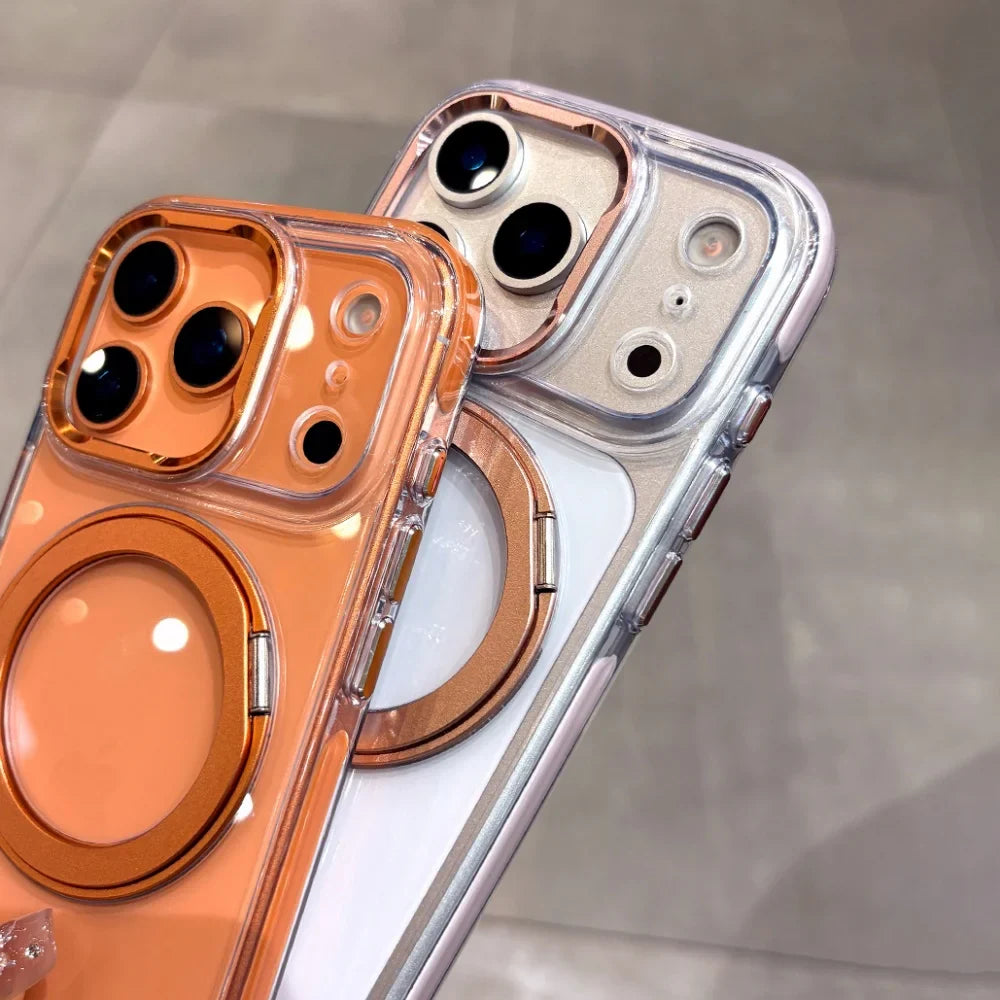 Luxury Plating Ultra Thin Clear For Magsafe Bracket Case for iPhone