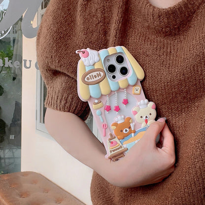 Kawaii 3D Cartoon Rilakkuma Dessert Story Chef Bear Phone Case
