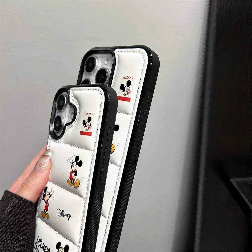 Luxury Down Jacket Bumper Silicone Cartoon Disney Mickey Phone Case
