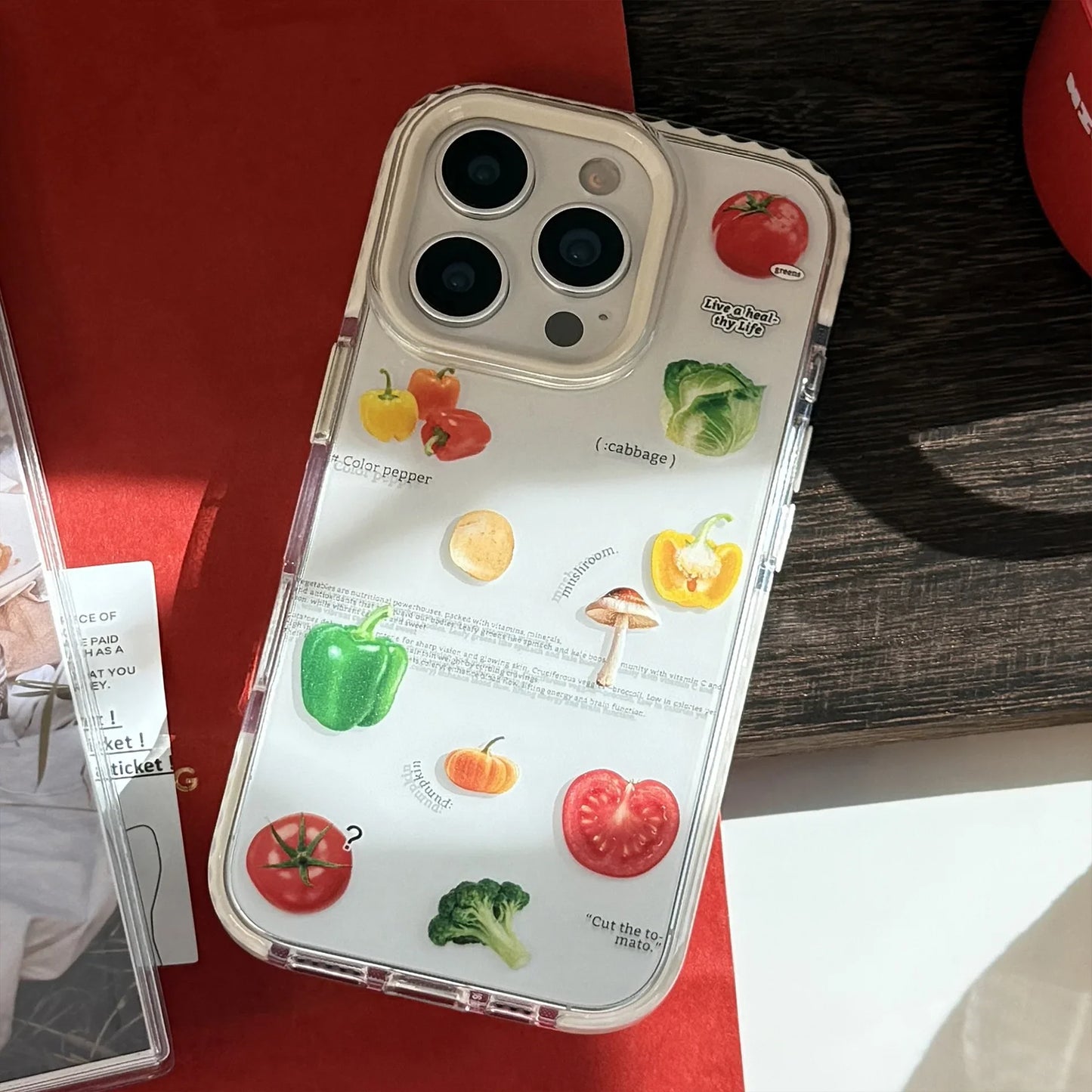 Korean Vegetable 3D Cartoon Tomato Bracket Magnetic Phone Case For iPhone