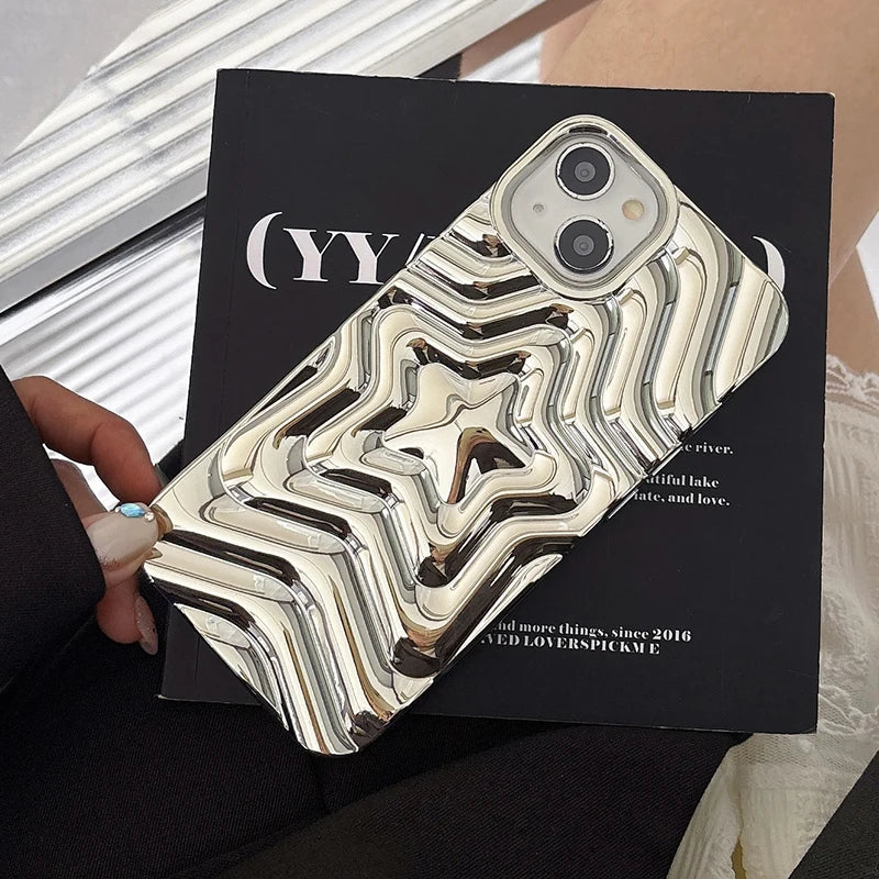 Bling Chromed Silver Gradient Five-pointed Star Phone Case