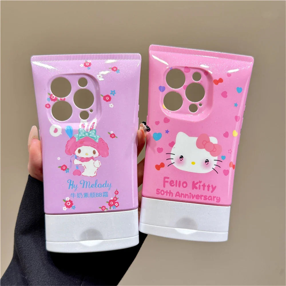 Fashion 3D Cute Hello Kitty Pattern Silicone Candy Solid Color Phone Case