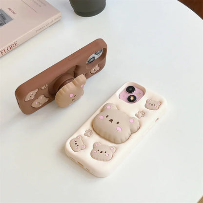 Cartoon Cute Bear Holder Phone Case