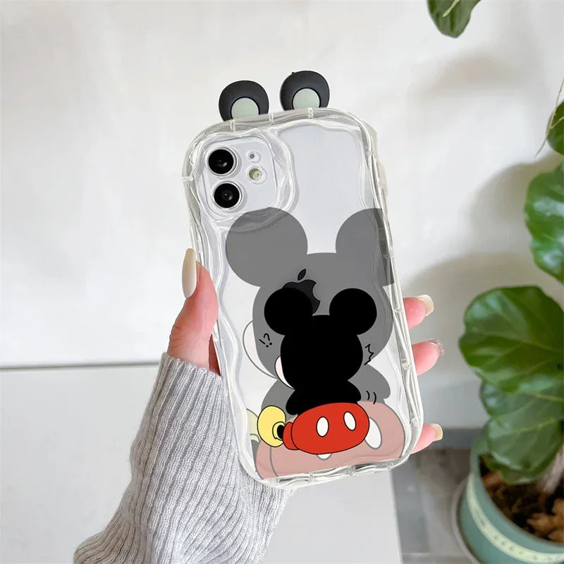 3D Ears Toy Stitch Mickey Minnie Winnie Disney Cartoon Phone Case For iPhone