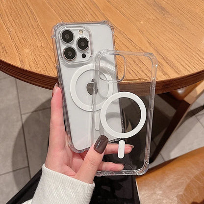 Luxury Shockproof Magsafe Wireless Charge Transparen Phone Case