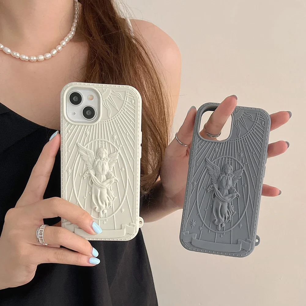 New Fashion Classical Art Angel Statue Silicone Phone Case