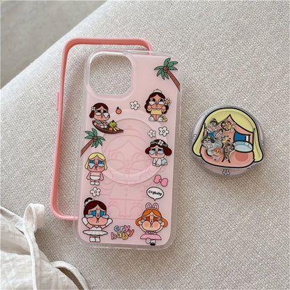Funny Cute Crying Girl Magnetic Phone Case For iPhone