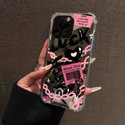 Lucky Love Pattern Mirror Acrylic Phone Case