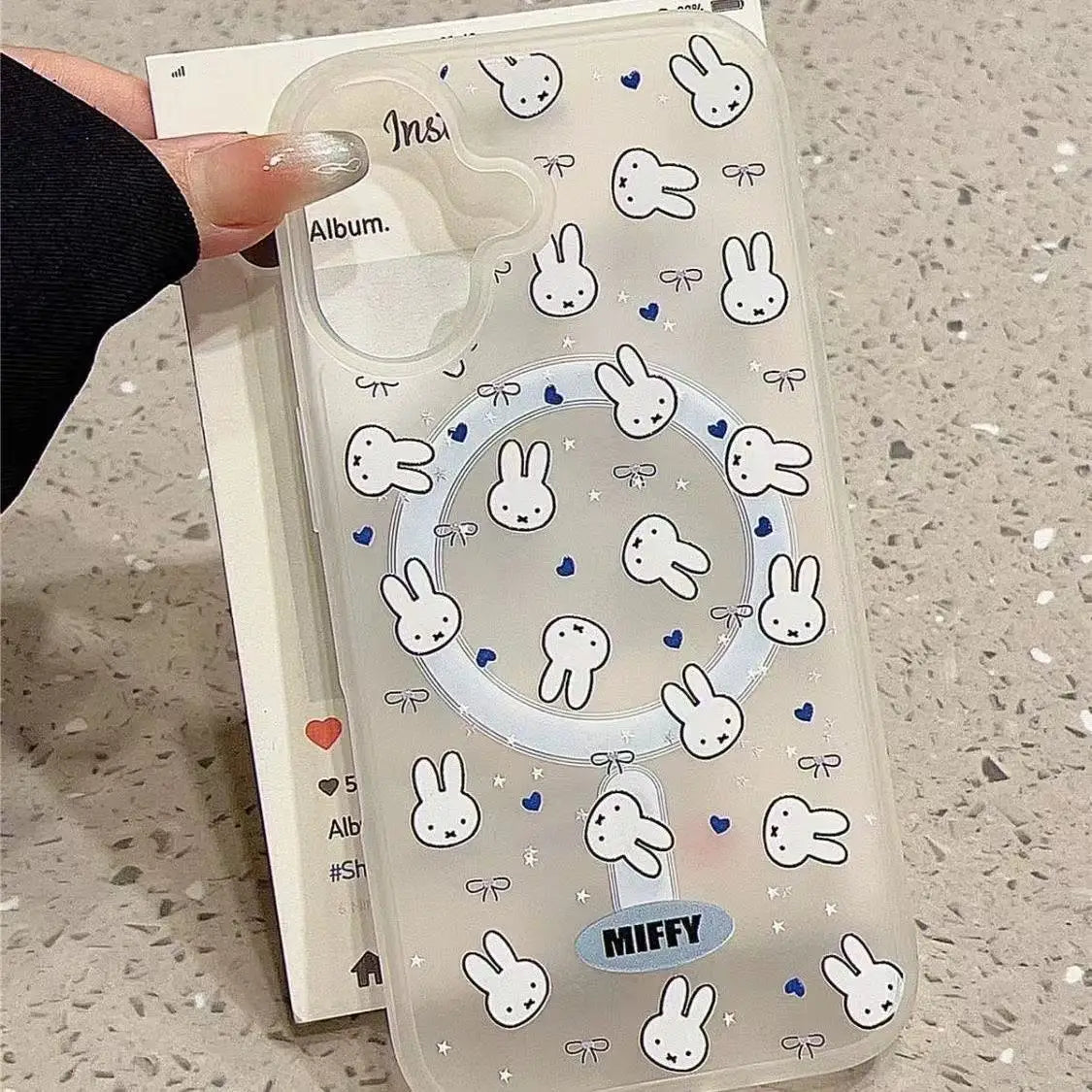 Miffy Kawaii Cartoon Mobile Phone Case Cute Anime Rabbit Magnetic Holder Phone Case