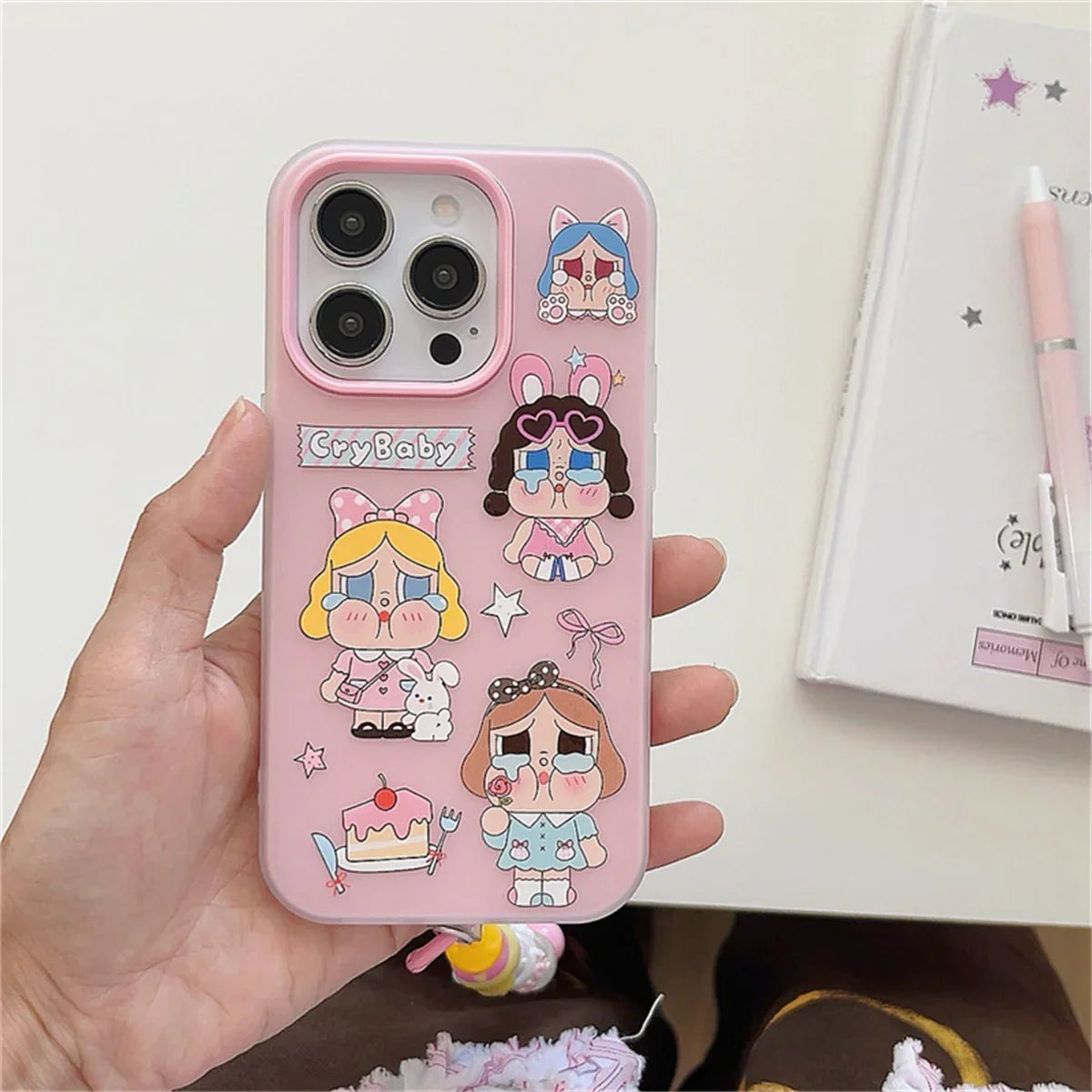 Fashion Cute Pink Cry Girl Phone Case For iPhone