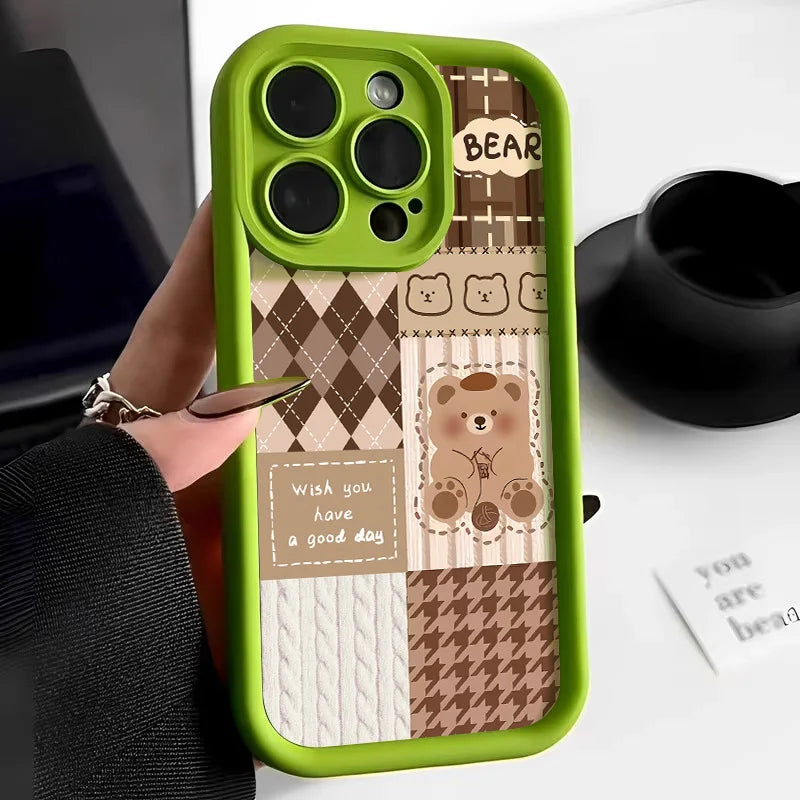 Retro Cute Bear Silicone Phone Case