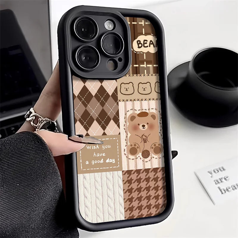 Retro Cute Bear Silicone Phone Case