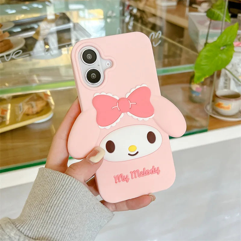 3D Kawaii Cartoon Pink Bowknot My Melody Phone Case For iPhoneCover