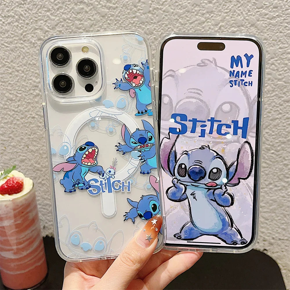 Funny Stitch Clear Magsafe Phone Case For iPhone