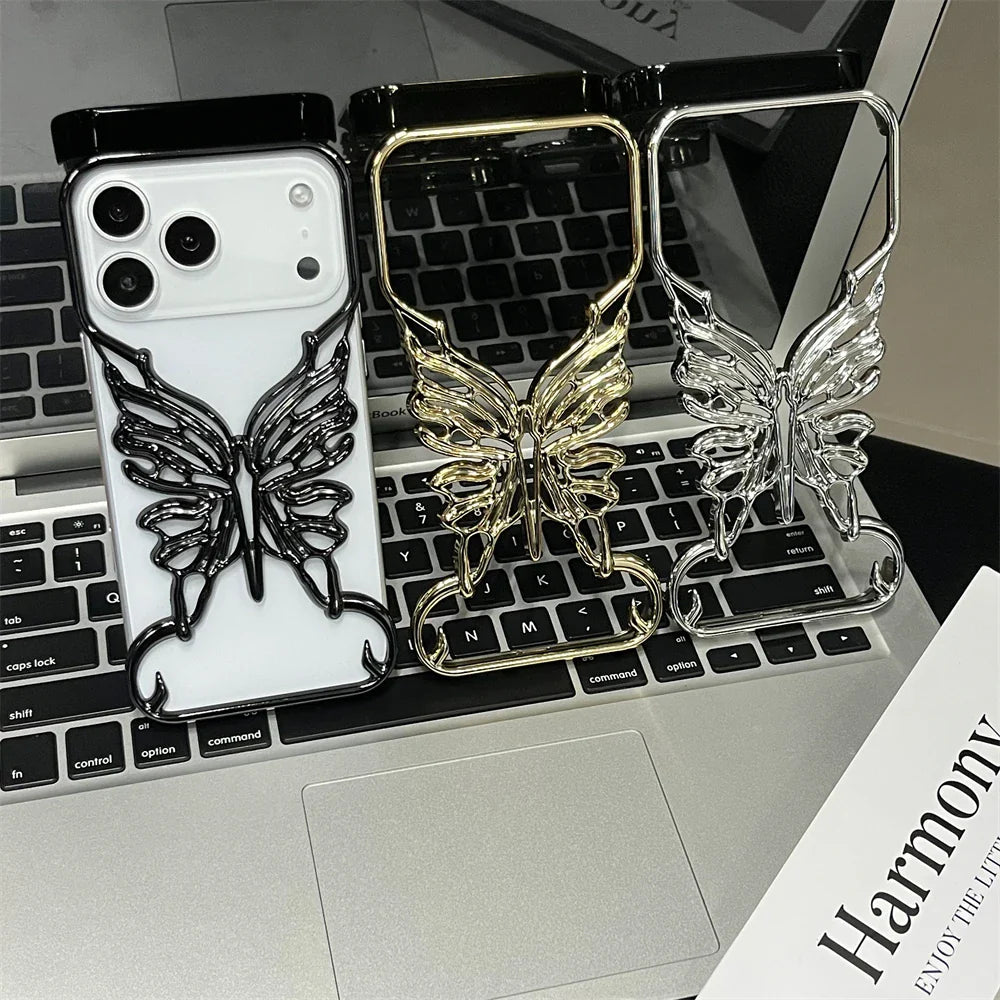 Plating Hollow Butterfly Pattern Case For iPhone
