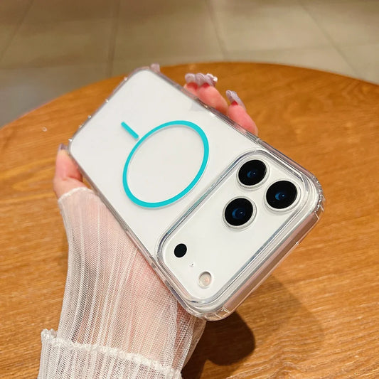 For magsafe Wireless Charge Acrylic Phone Case For iPhone