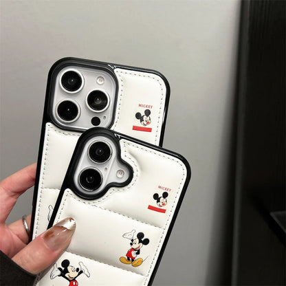 Luxury Down Jacket Bumper Silicone Cartoon Disney Mickey Phone Case