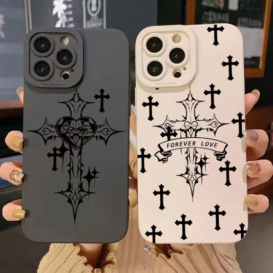 Luxury Black Cross Print Phone Case