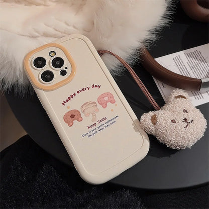 Cute Cartoon Phone Case With Bear Pendant For iPhone