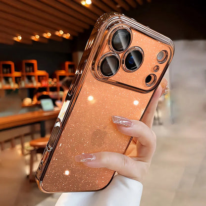 Ultra Thin Slim Plating Transparent Glitter PC Case  For iPhone
