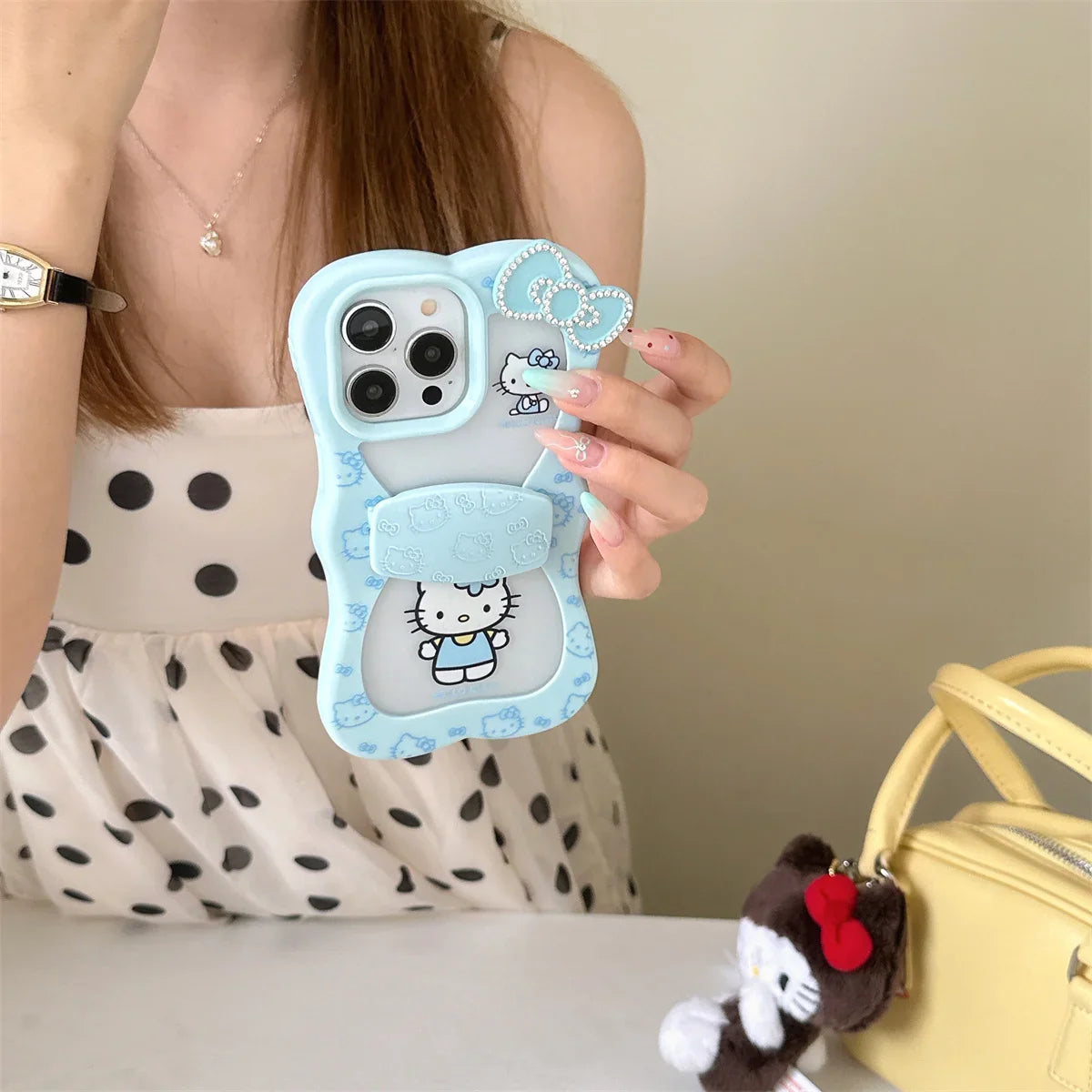 New Black Wind Bow Style Lace Kitty Cat Phone Case For iPhone