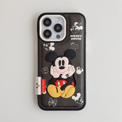Disney Mickey Minnie Mouse Cute Leather Phone Case