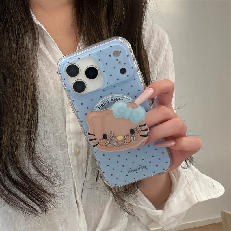 Korean Blue Polka Dot Magnetic Phone Cover For iPhone