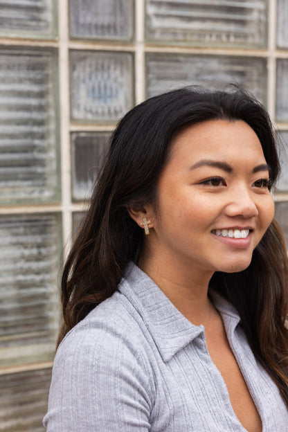 Cross Studs - Gold Glitter