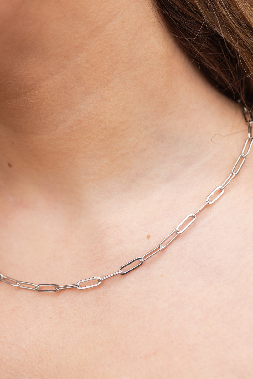 Luxe Silver Paper Clip Chain - 18"