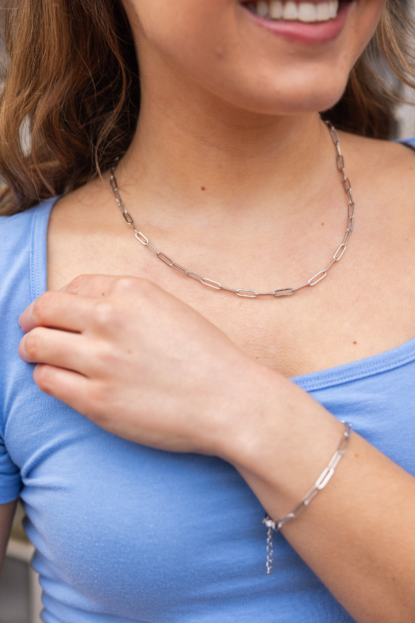 Luxe Silver Paper Clip Chain - 18"