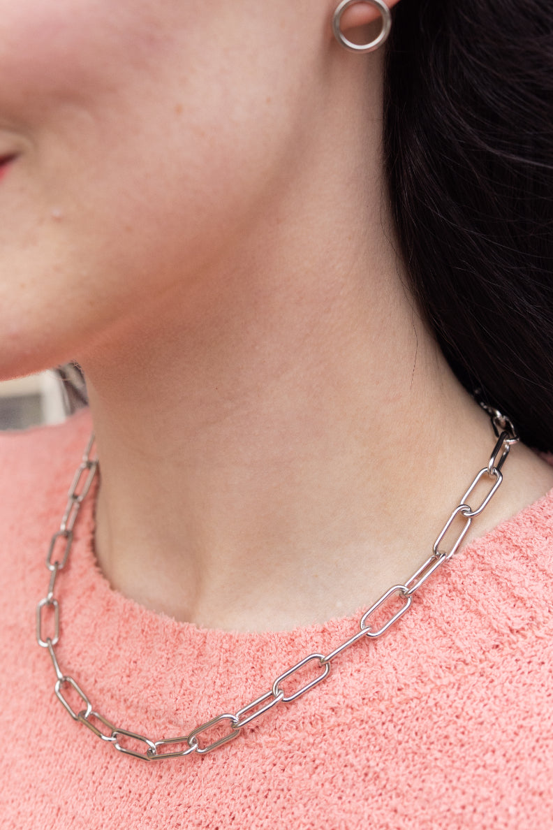 Luxe Silver Chunky Paper Clip Chain - 18"