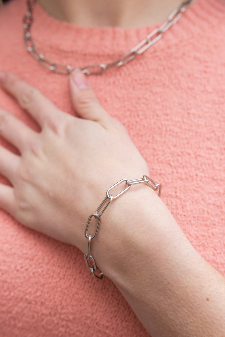 Luxe Silver Chunky Paper Clip Bracelet