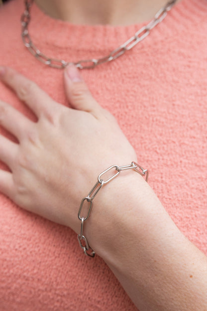 Luxe Silver Chunky Paper Clip Bracelet