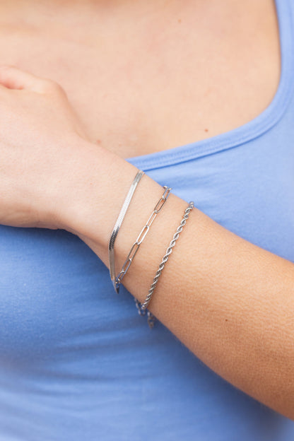 Luxe Silver Herringbone Bracelet