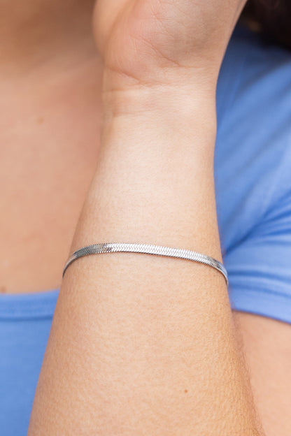 Luxe Silver Herringbone Bracelet