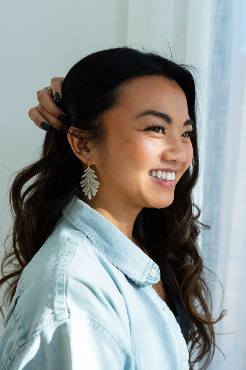 Petite Palm Earrings - Seashell