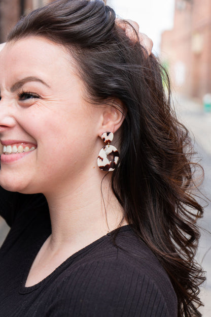 Penelope Earrings - Cowhide